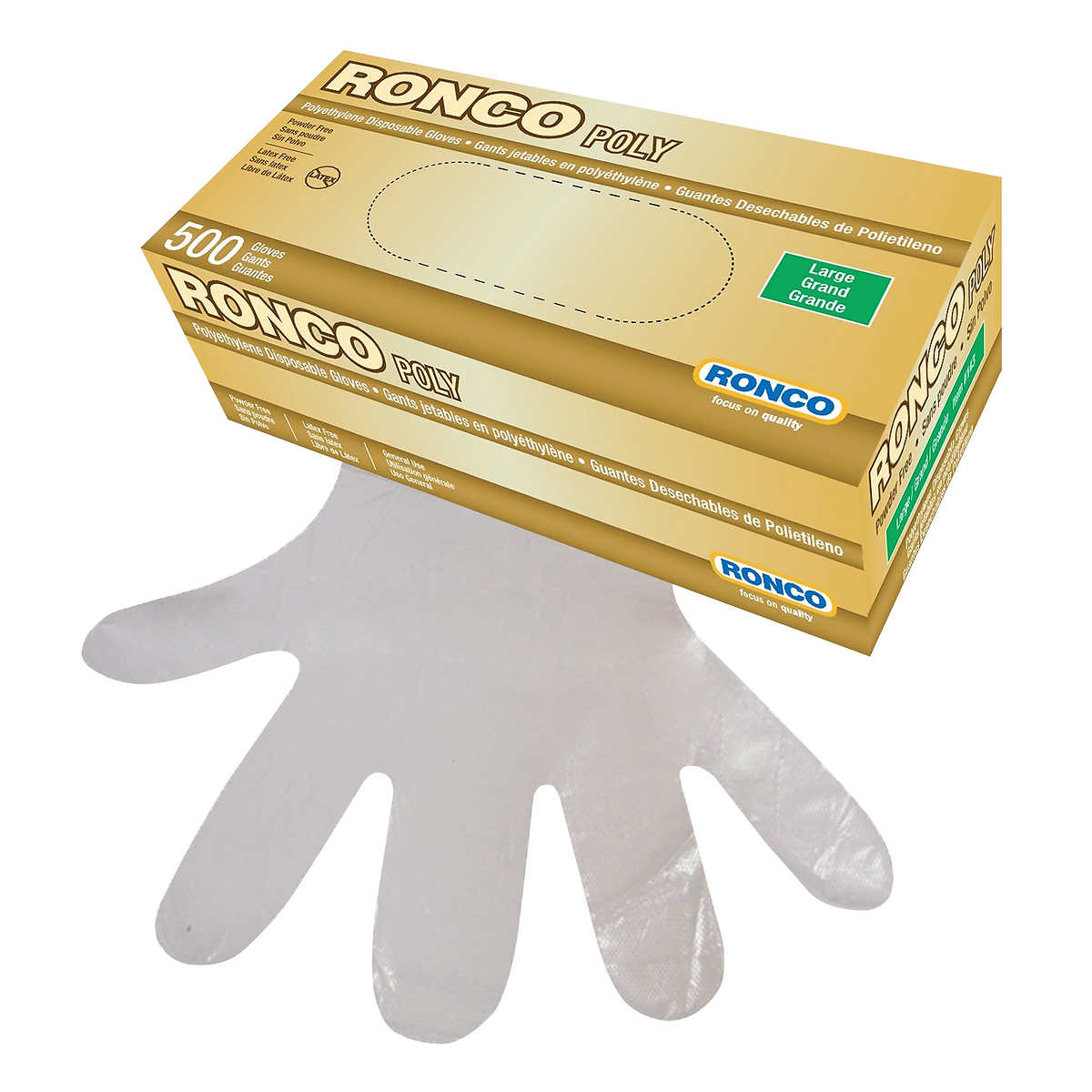 Ronco Poly Gloves Large, 500/box