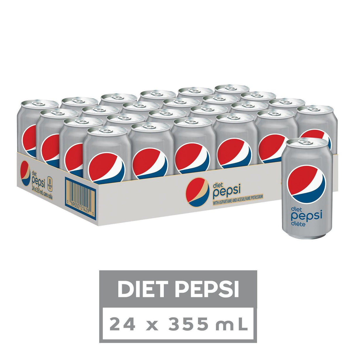 Pepsi Diet Cans 355mL, 24 Count