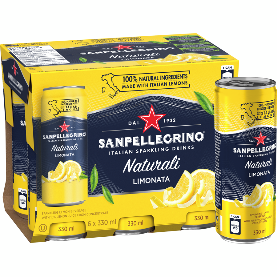 San Pellegrino Limonata Cans 330mL, 24 Count