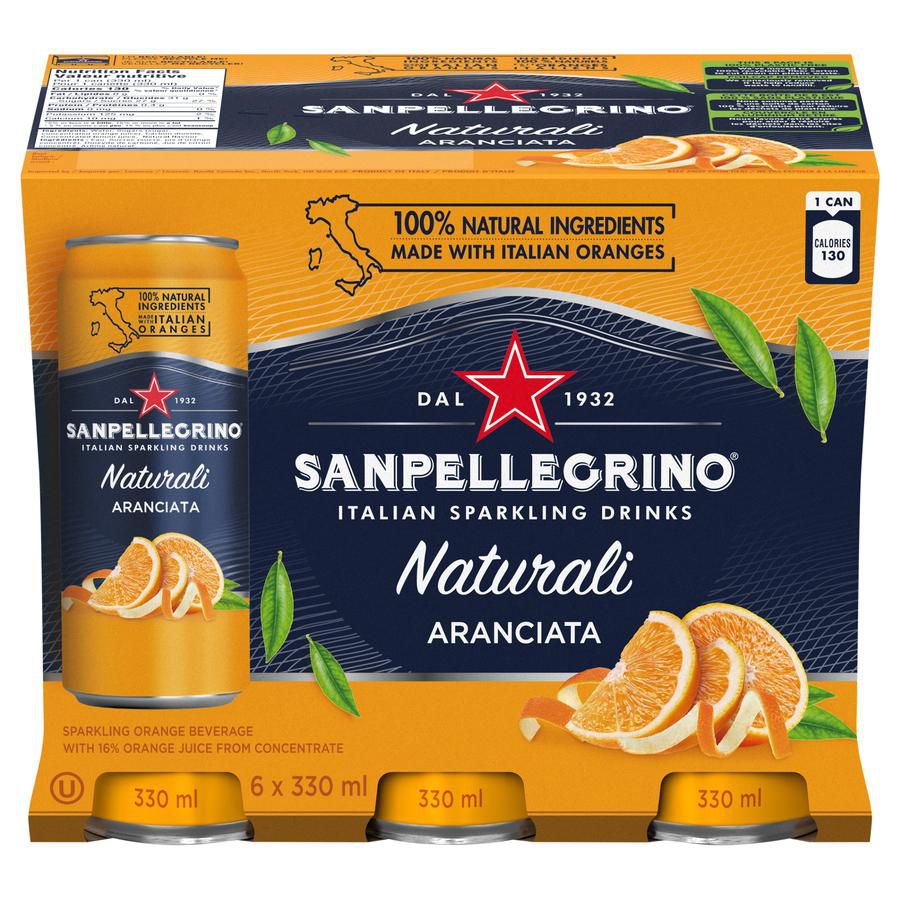 San Pellegrino Aranciata Cans 330mL, 24 Count