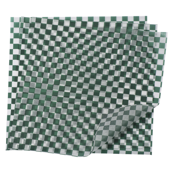 Basket Liners Green Checkered (12in x 12in) - 1000 Pack
