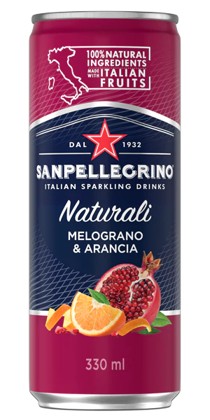 San Pellegrino Pomegranate & Orange Cans 330mL, 24 Count